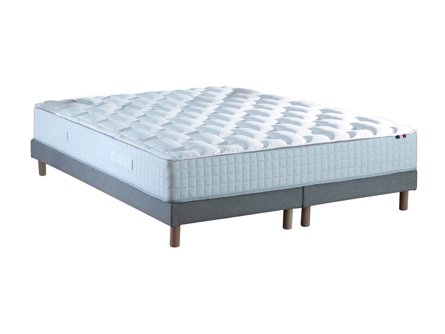Ensemble literie : matelas à ressorts COSMOS et sommier - qualité française Dimensions - 2x90 x 200 cm, Sommier - Bleu denim