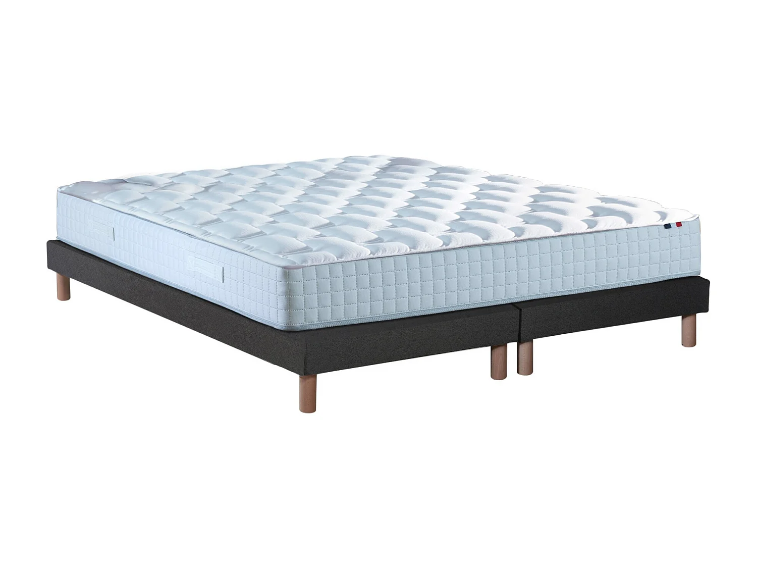 Ensemble literie : matelas à ressorts COSMOS et sommier - qualité française Dimensions - 2x90 x 200 cm, Sommier - Noir
