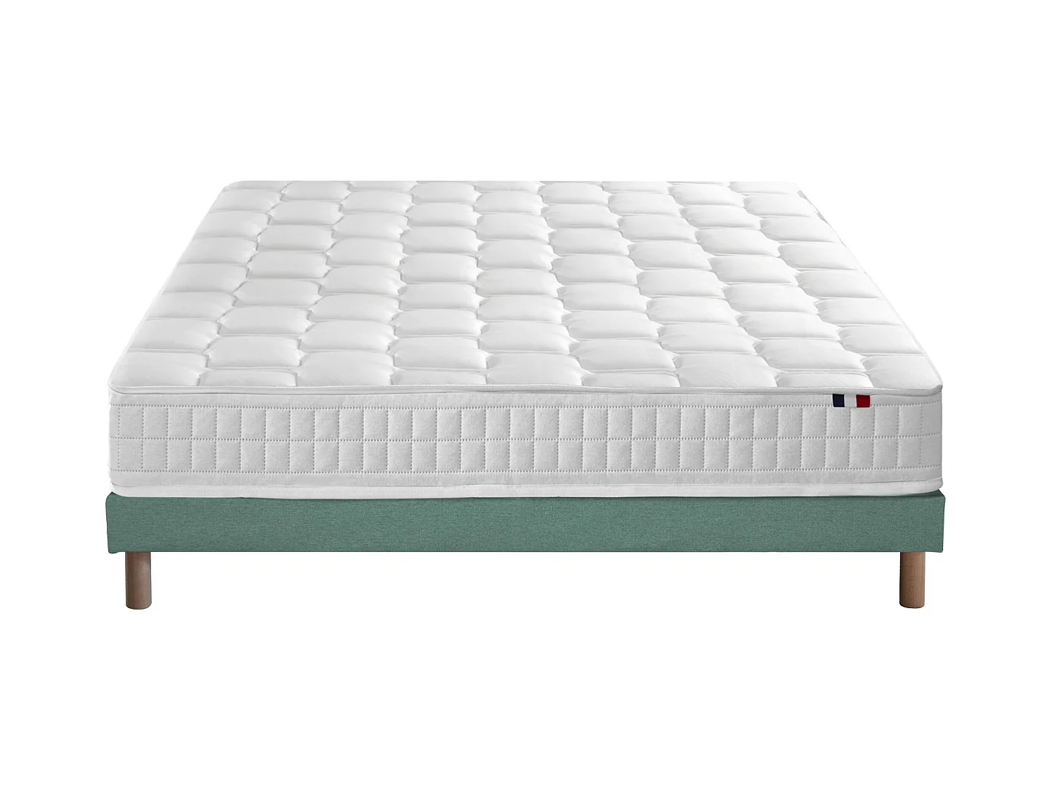 Ensemble literie : matelas à ressorts COSMOS et sommier - qualité française Dimensions - 140 x 190 cm, Sommier - Vert celadon