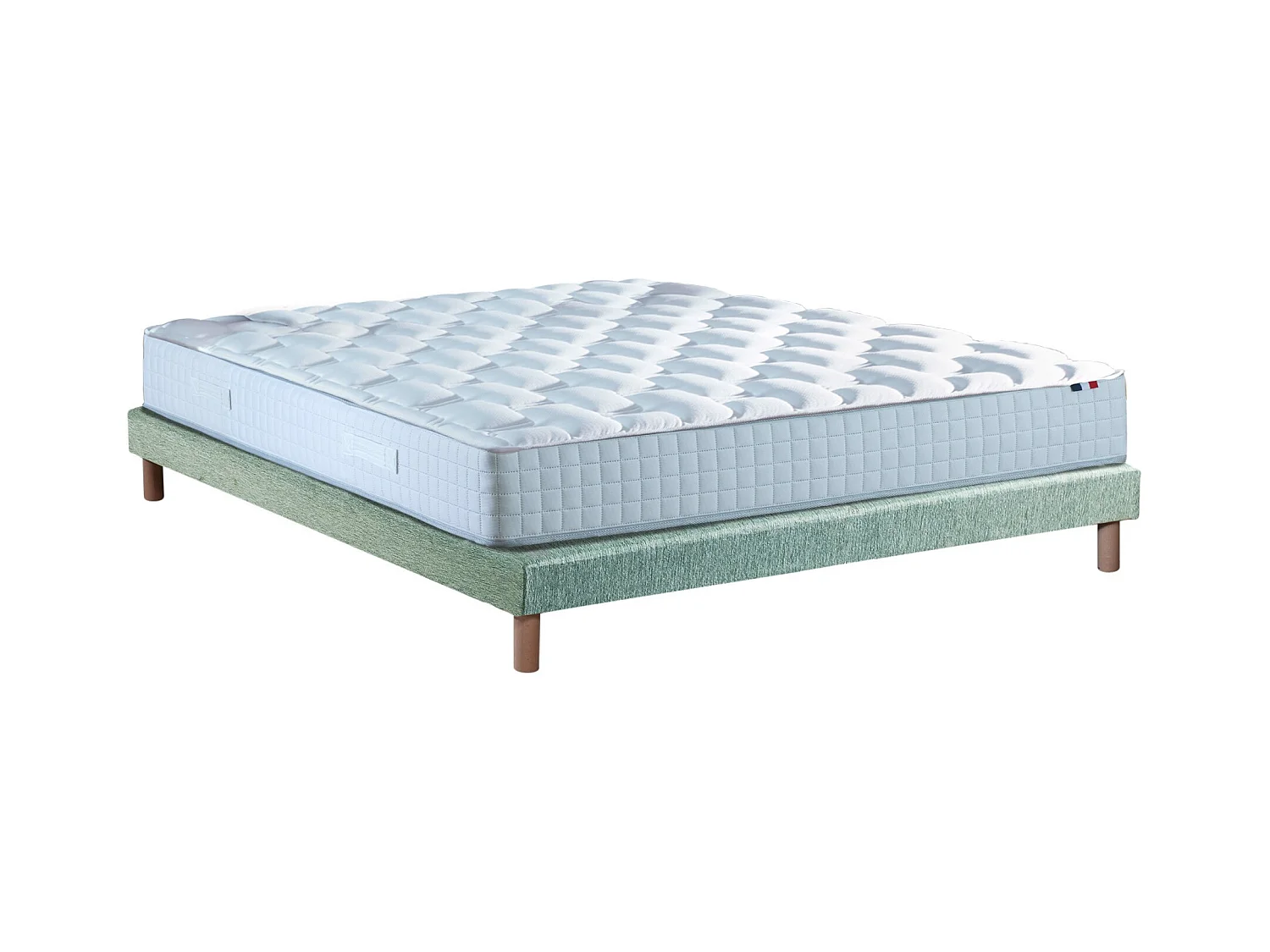 Ensemble literie : matelas à ressorts COSMOS et sommier - qualité française Dimensions - 140 x 190 cm, Sommier - Vert celadon