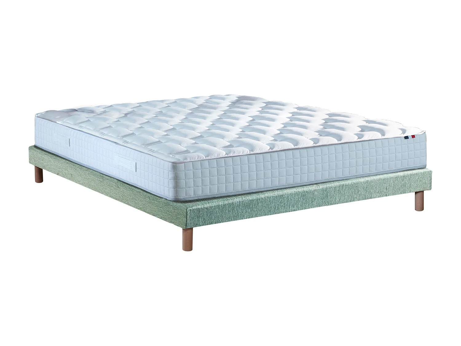 Ensemble literie : matelas à ressorts COSMOS et sommier - qualité française Dimensions - 140 x 190 cm, Sommier - Vert celadon