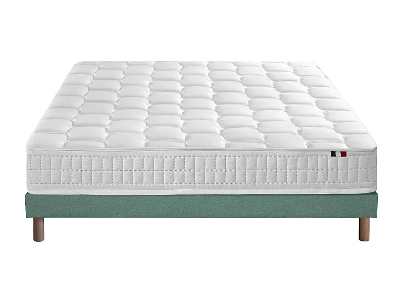 Ensemble literie : matelas à ressorts COSMOS et sommier - qualité française Dimensions - 140 x 190 cm, Sommier - Vert celadon