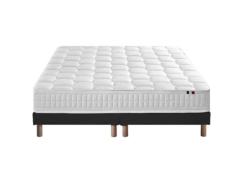 Ensemble literie : matelas à ressorts COSMOS et sommier - qualité française Dimensions - 2x80 x 200 cm, Sommier - Noir