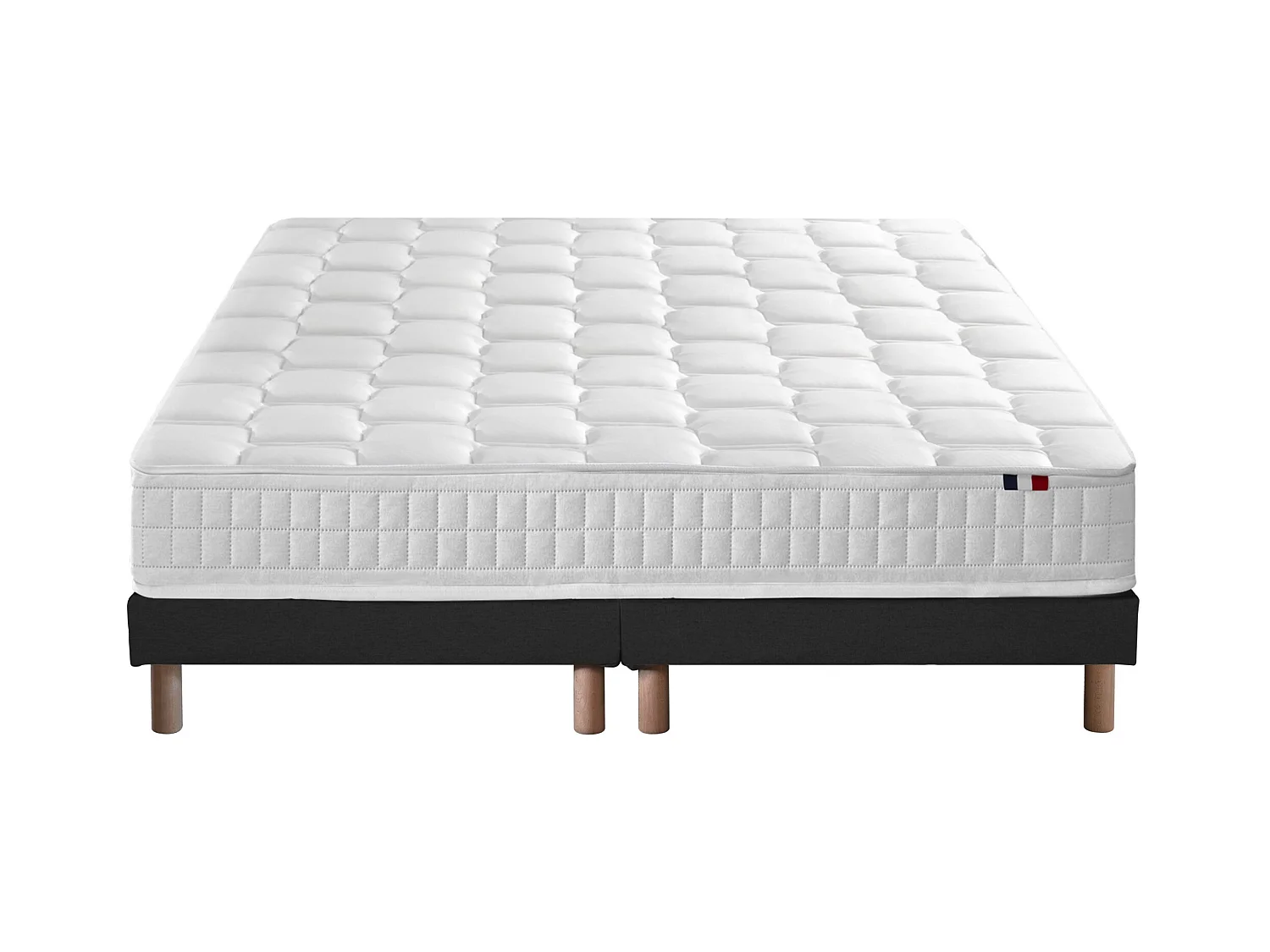 Ensemble literie : matelas à ressorts COSMOS et sommier - qualité française Dimensions - 2x80 x 200 cm, Sommier - Noir