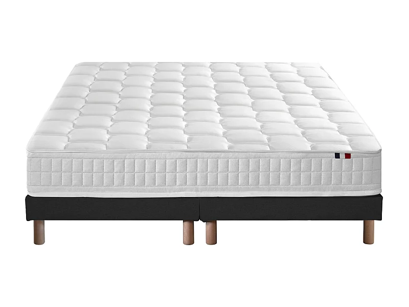 Ensemble literie : matelas à ressorts COSMOS et sommier - qualité française Dimensions - 2x80 x 200 cm, Sommier - Noir