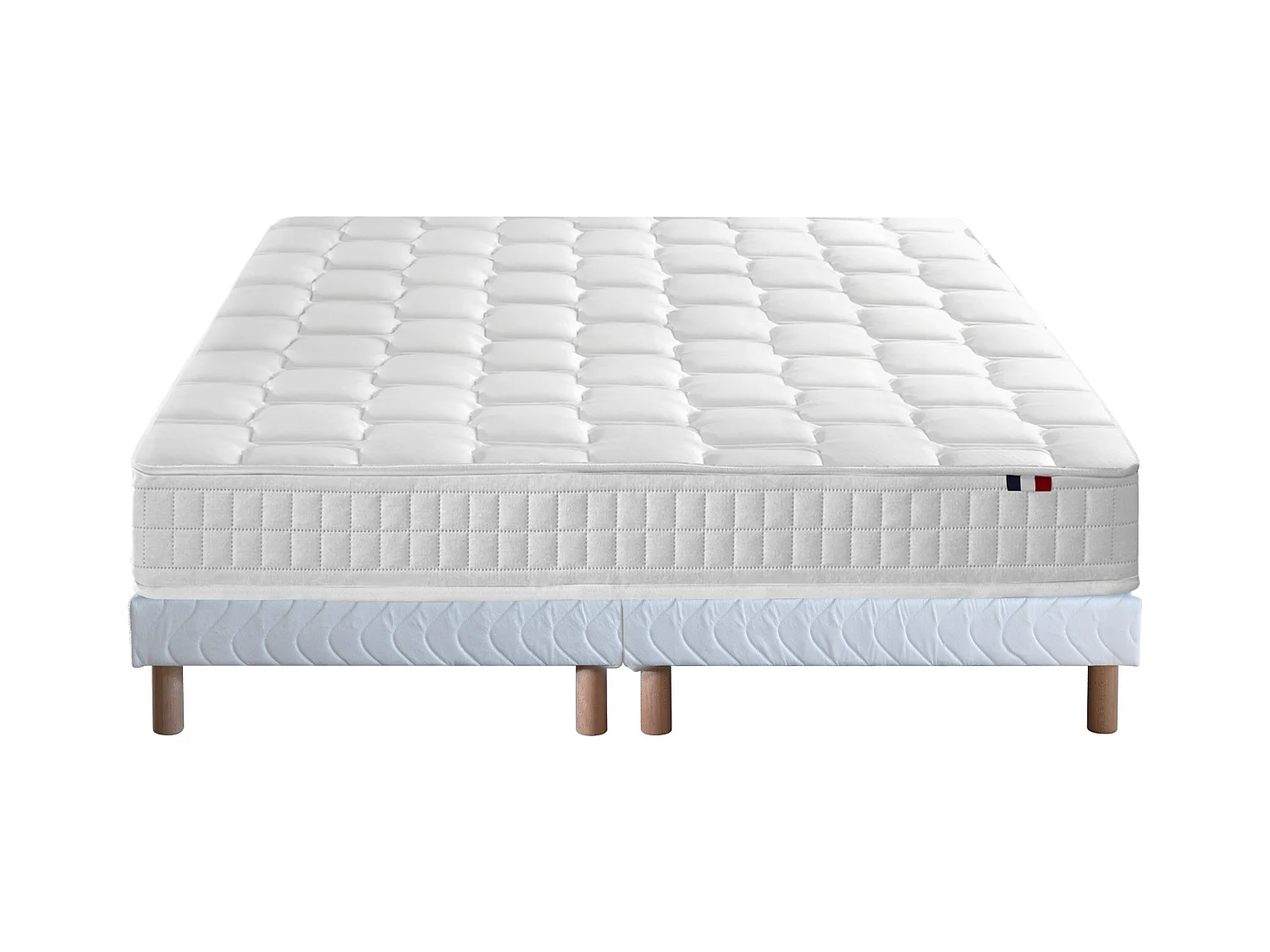 Ensemble literie : matelas à ressorts COSMOS et sommier - qualité française Dimensions - 2x80 x 200 cm, Sommier - Blanc