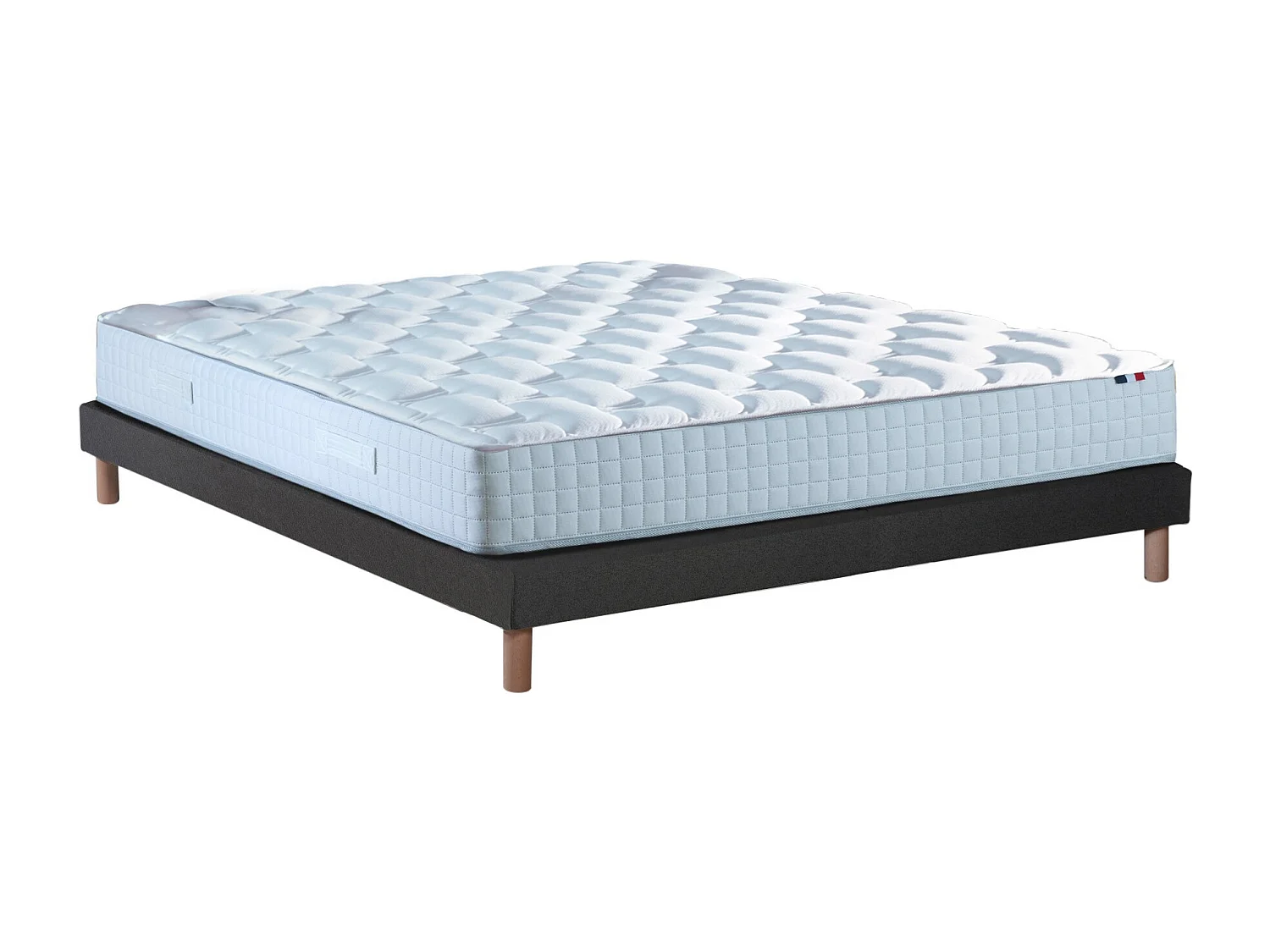 Ensemble literie : matelas à ressorts COSMOS et sommier - qualité française Dimensions - 140 x 190 cm, Sommier - Noir