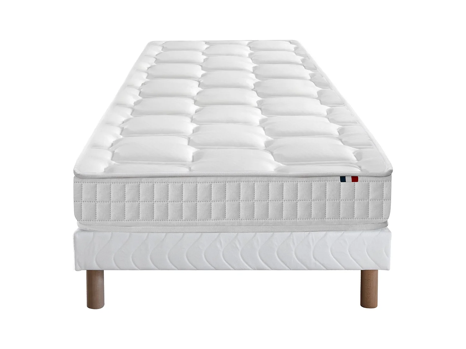 Ensemble literie : matelas à ressorts COSMOS et sommier - qualité française Dimensions - 90 x 190 cm, Sommier - Blanc