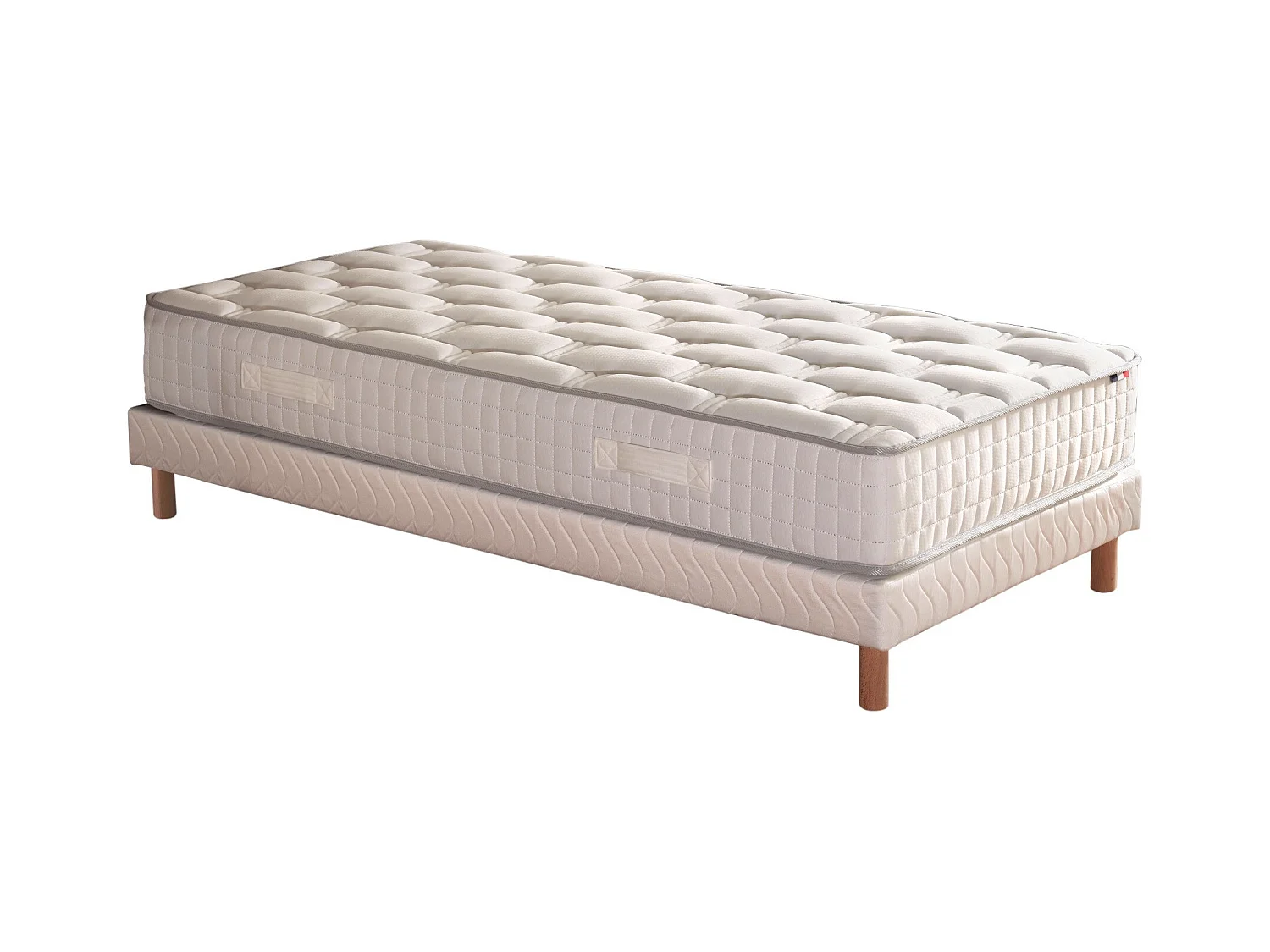 Ensemble literie : matelas à ressorts COSMOS et sommier - qualité française Dimensions - 90 x 190 cm, Sommier - Blanc