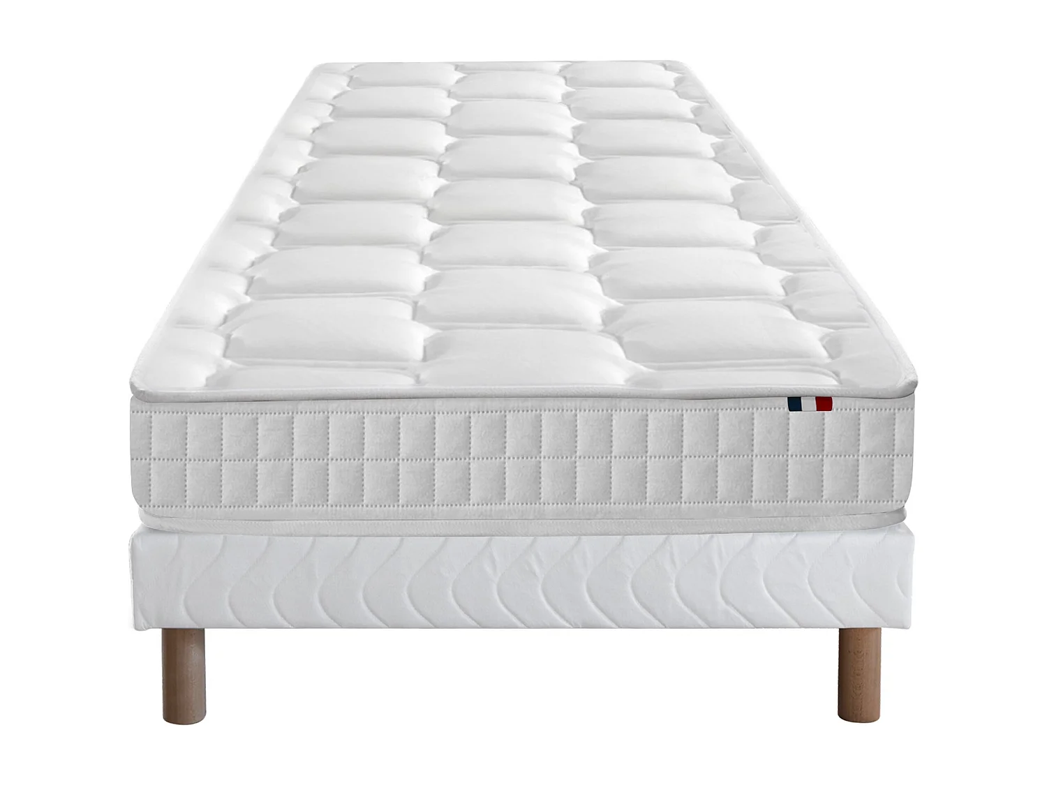 Ensemble literie : matelas à ressorts COSMOS et sommier - qualité française Dimensions - 90 x 190 cm, Sommier - Blanc