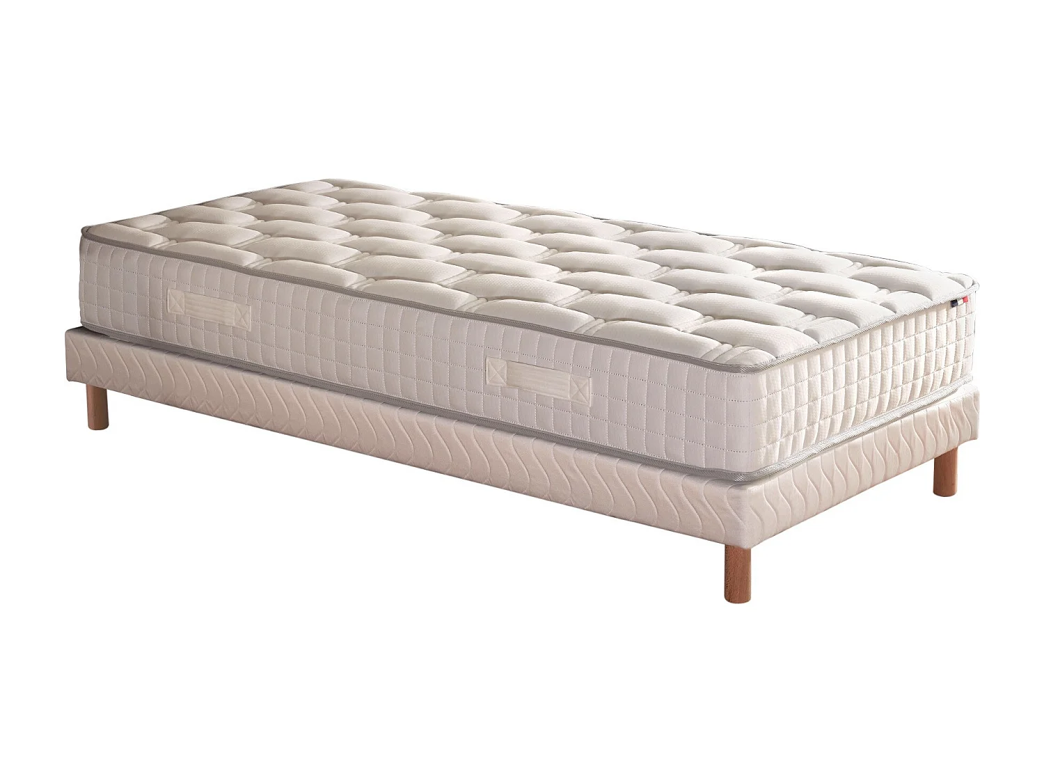 Ensemble literie : matelas à ressorts COSMOS et sommier - qualité française Dimensions - 90 x 190 cm, Sommier - Blanc