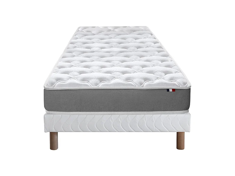 Ensemble matelas mousse réversible STRATUS et sommier - confort français Dimensions - 90 x 190 cm, Sommier - Blanc