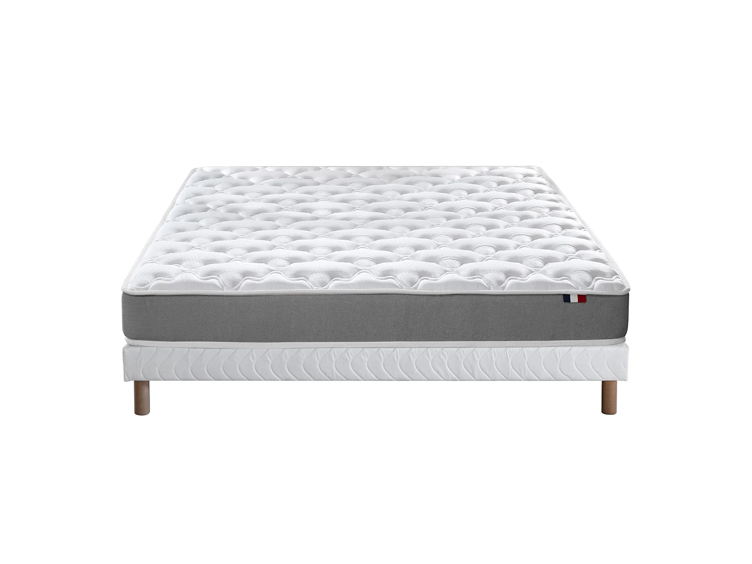 Ensemble matelas mousse réversible STRATUS et sommier - confort français Dimensions - 140 x 190 cm, Sommier - Blanc