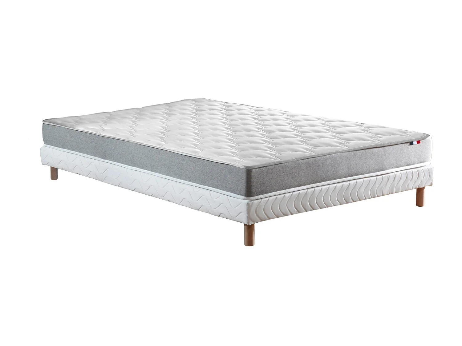 Ensemble matelas mousse réversible STRATUS et sommier - confort français Dimensions - 140 x 190 cm, Sommier - Blanc