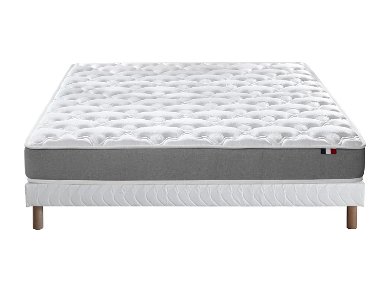 Ensemble matelas mousse réversible STRATUS et sommier - confort français Dimensions - 140 x 190 cm, Sommier - Blanc