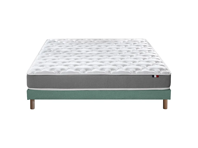 Ensemble matelas mousse réversible STRATUS et sommier - confort français Dimensions - 140 x 190 cm, Sommier - Vert celadon