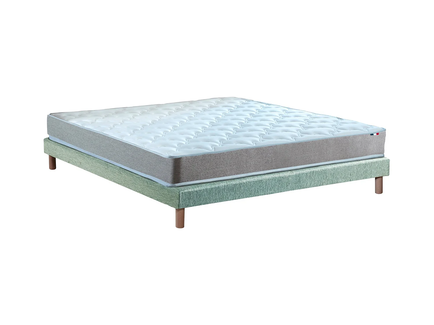 Ensemble matelas mousse réversible STRATUS et sommier - confort français Dimensions - 140 x 190 cm, Sommier - Vert celadon
