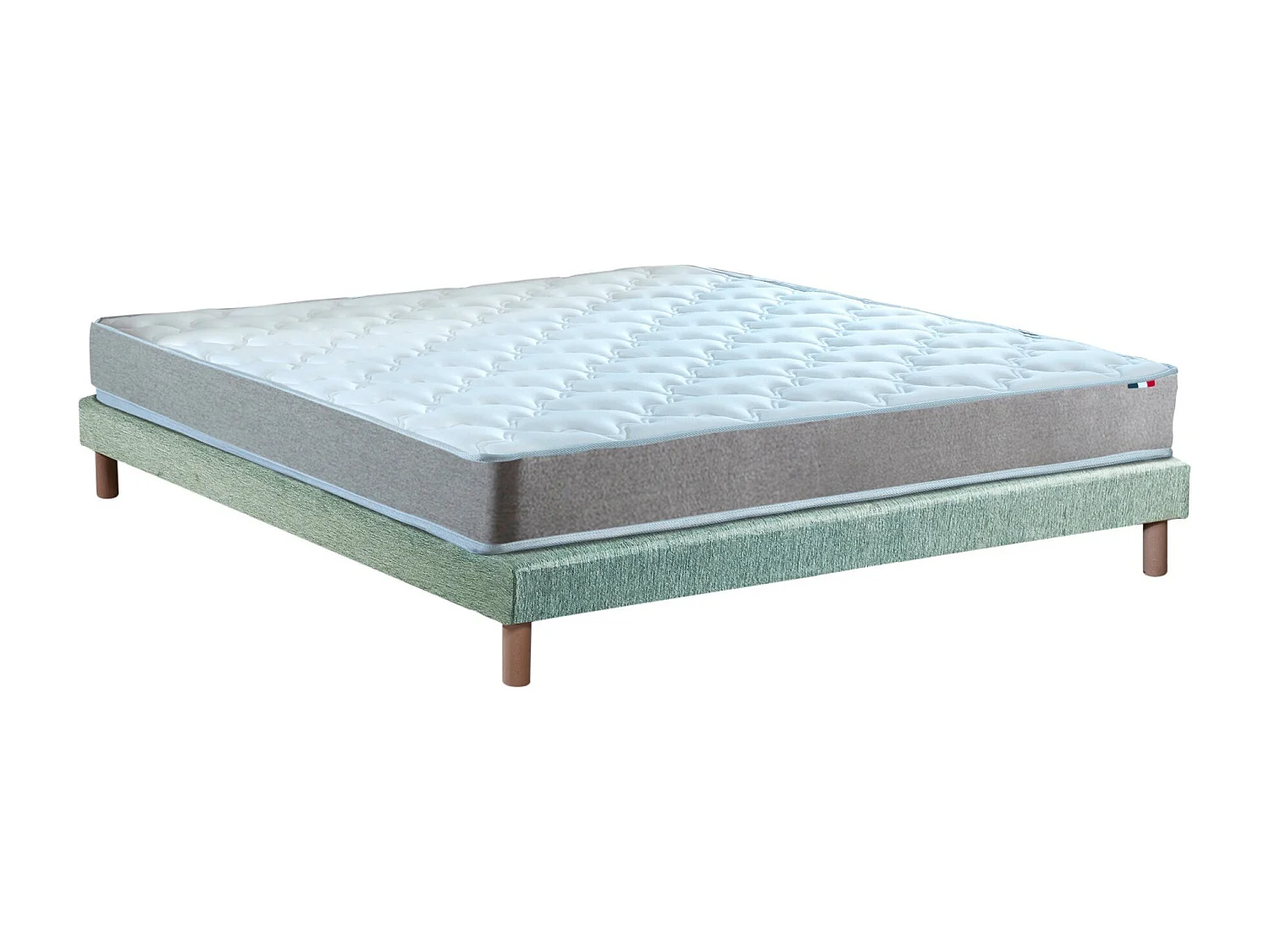 Ensemble matelas mousse réversible STRATUS et sommier - confort français Dimensions - 140 x 190 cm, Sommier - Vert celadon