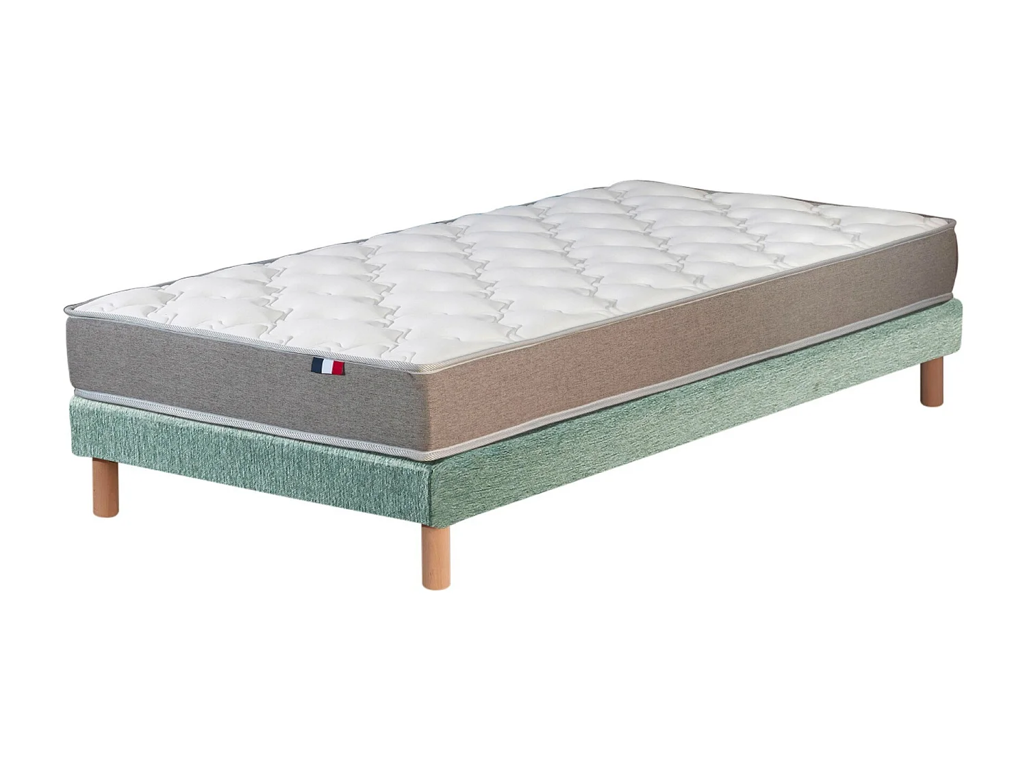 Ensemble matelas mousse réversible STRATUS et sommier - confort français Dimensions - 90 x 190 cm, Sommier - Vert celadon