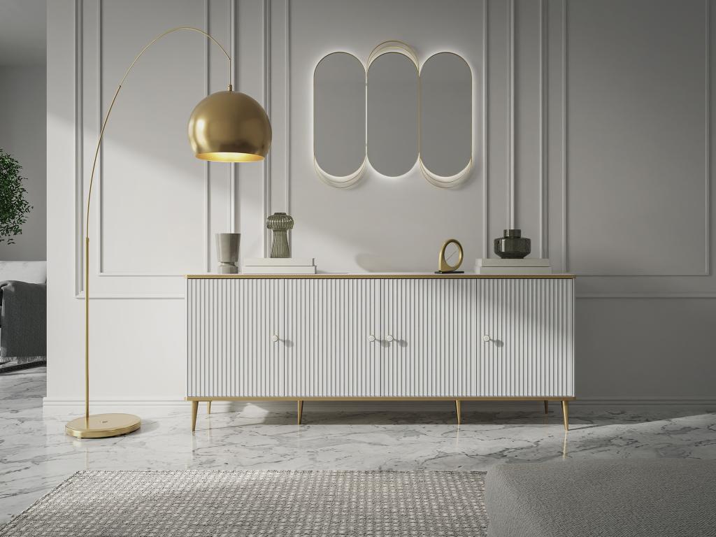 Sideboard mit 4 Türen - MDF und Stahl - Weiß und Goldfarben - SINEAD von Pa günstig online kaufen