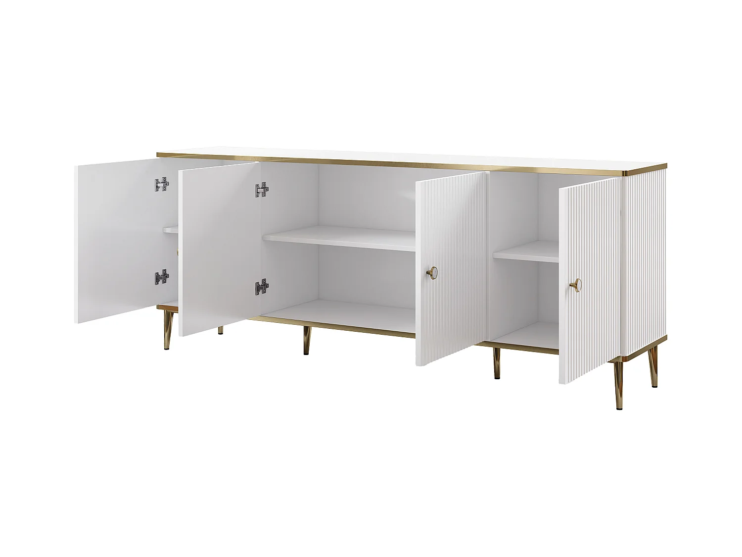 Buffet avec 4 portes en MDF et acier - Blanc et doré - SINEAD de Pascal MORABITO