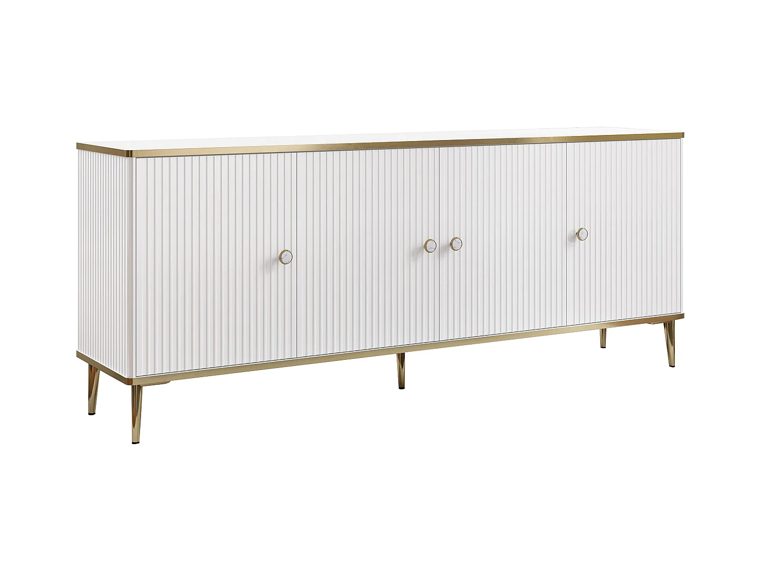 Sideboard mit 4 Türen - MDF und Stahl - Weiß und Goldfarben - SINEAD von Pascal MORABITO