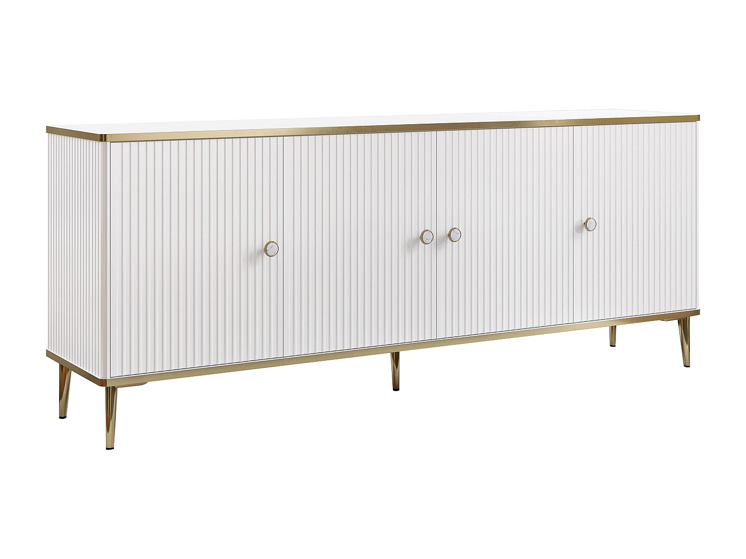Sideboard mit 4 Türen - MDF und Stahl - Weiß und Goldfarben - SINEAD von Pa günstig online kaufen