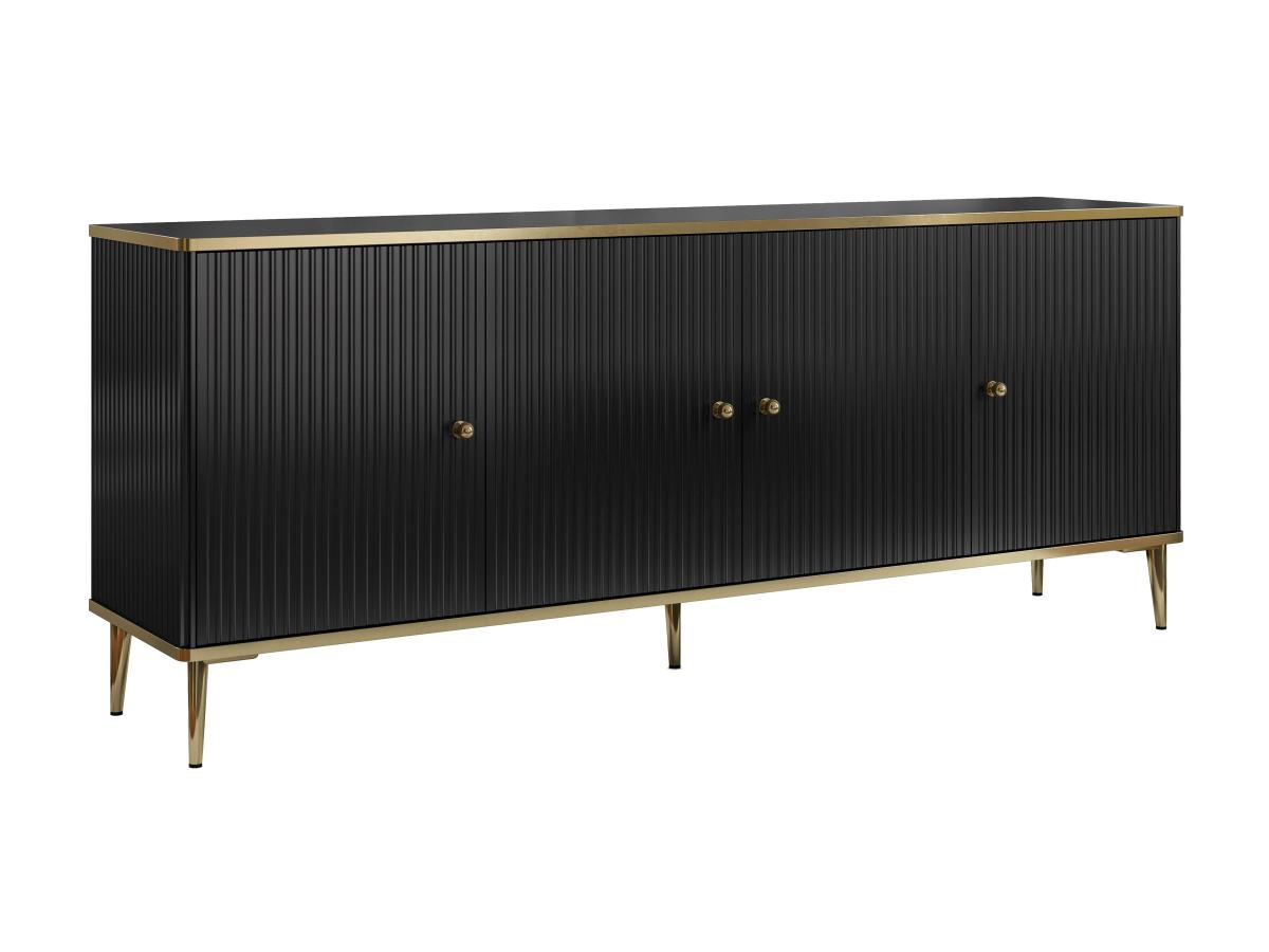 Sideboard mit 4 Türen - MDF und Stahl - Schwarz und Goldfarben - SINEAD von günstig online kaufen