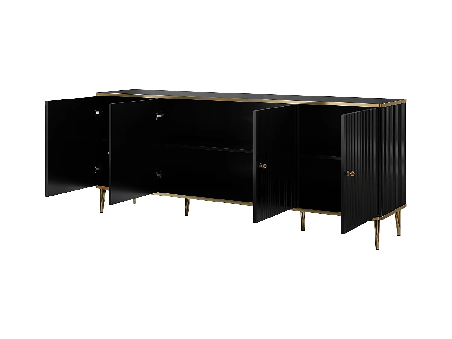 Buffet avec 4 portes en MDF et acier - Noir et doré - SINEAD de Pascal MORABITO