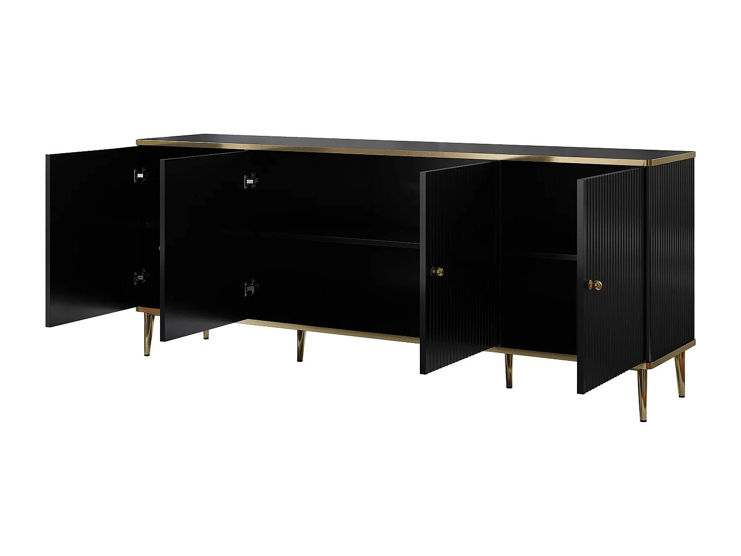 Buffet avec 4 portes en MDF et acier - Noir et doré - SINEAD de Pascal MORABITO