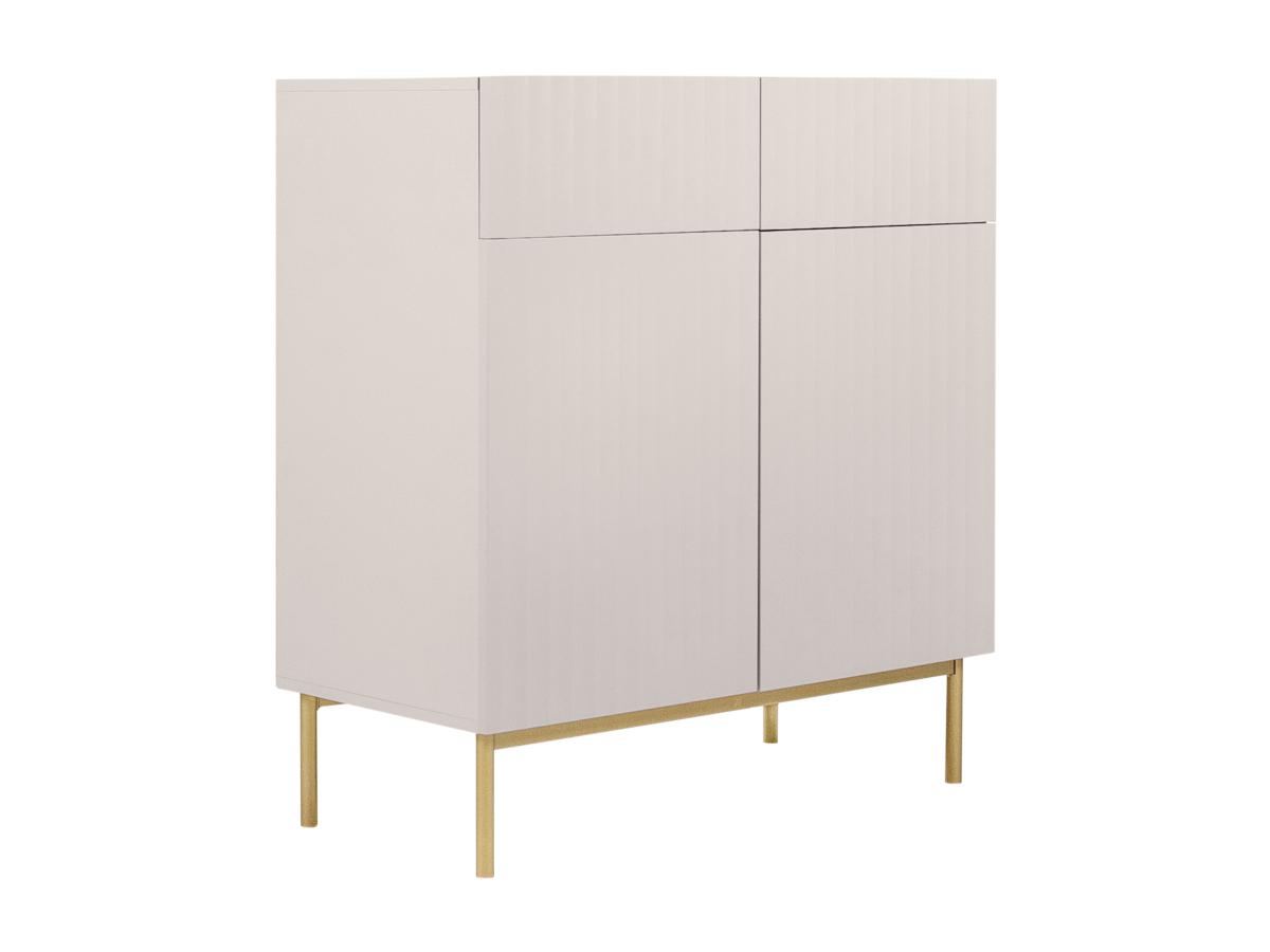 Highboard mit 2 Türen & 2 Schubladen - MDF & Stahl - Beige & Goldfarben - E günstig online kaufen