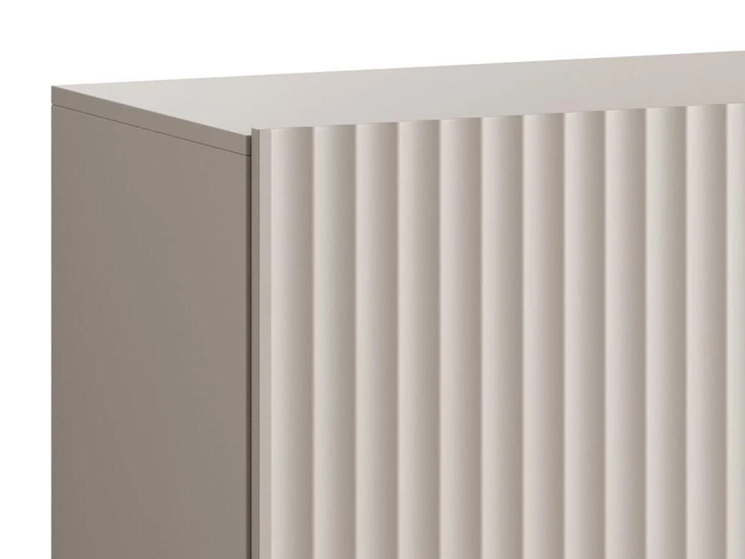 Buffet avec 2 portes et 3 tiroirs en MDF et acier - Beige et doré - EVILANA