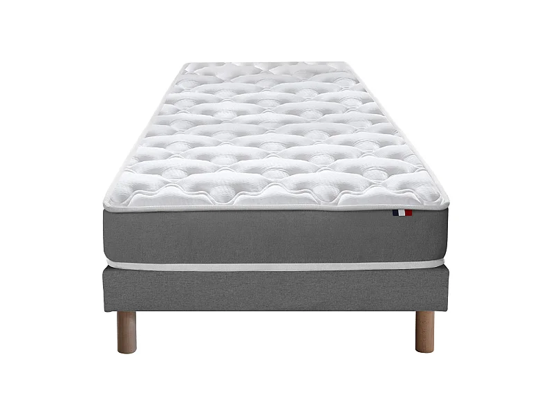 Ensemble matelas mousse réversible STRATUS et sommier - confort français Dimensions - 90 x 190 cm, Sommier - Gris chiné