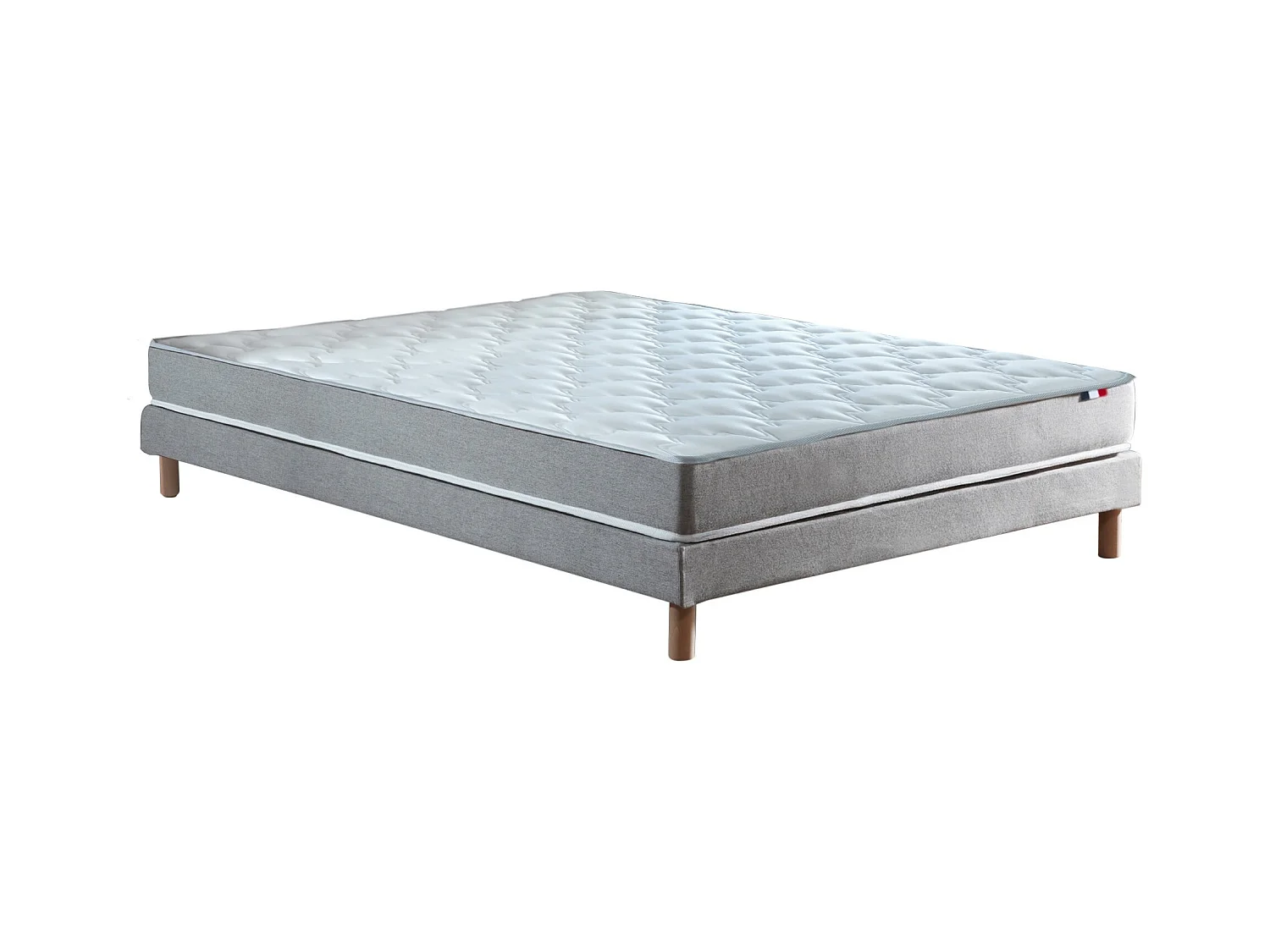 Ensemble matelas mousse réversible STRATUS et sommier - confort français Dimensions - 140 x 190 cm, Sommier - Gris chiné