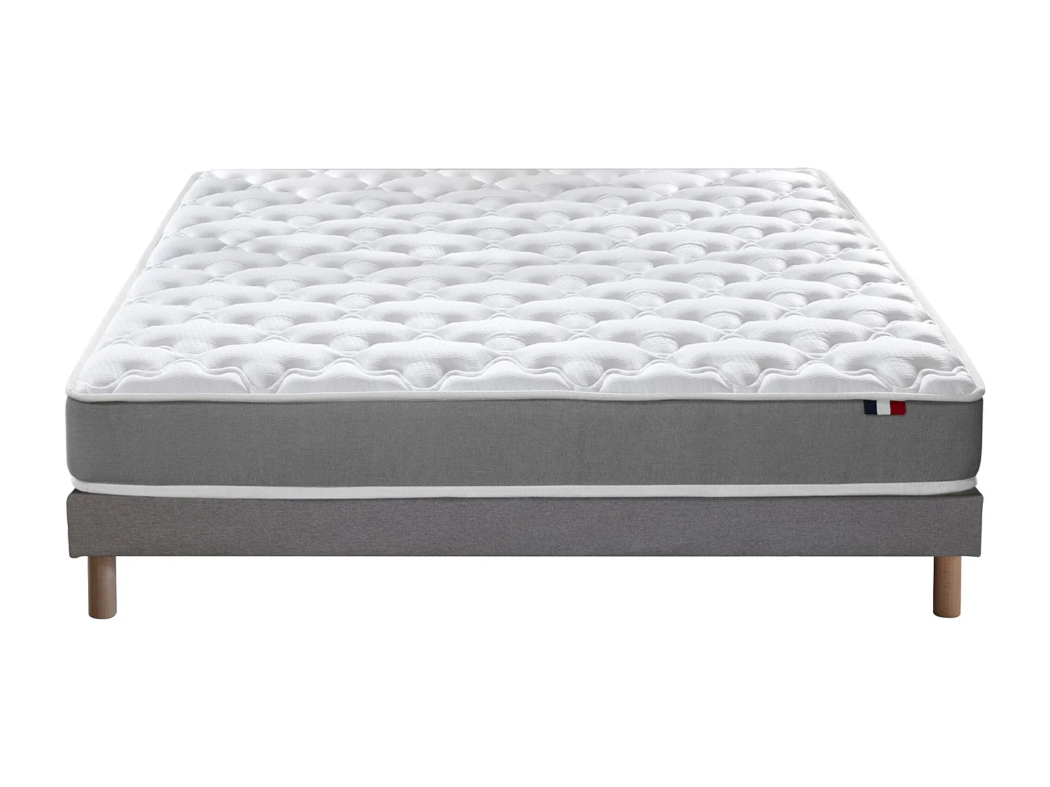 Ensemble matelas mousse réversible STRATUS et sommier - confort français Dimensions - 140 x 190 cm, Sommier - Gris chiné