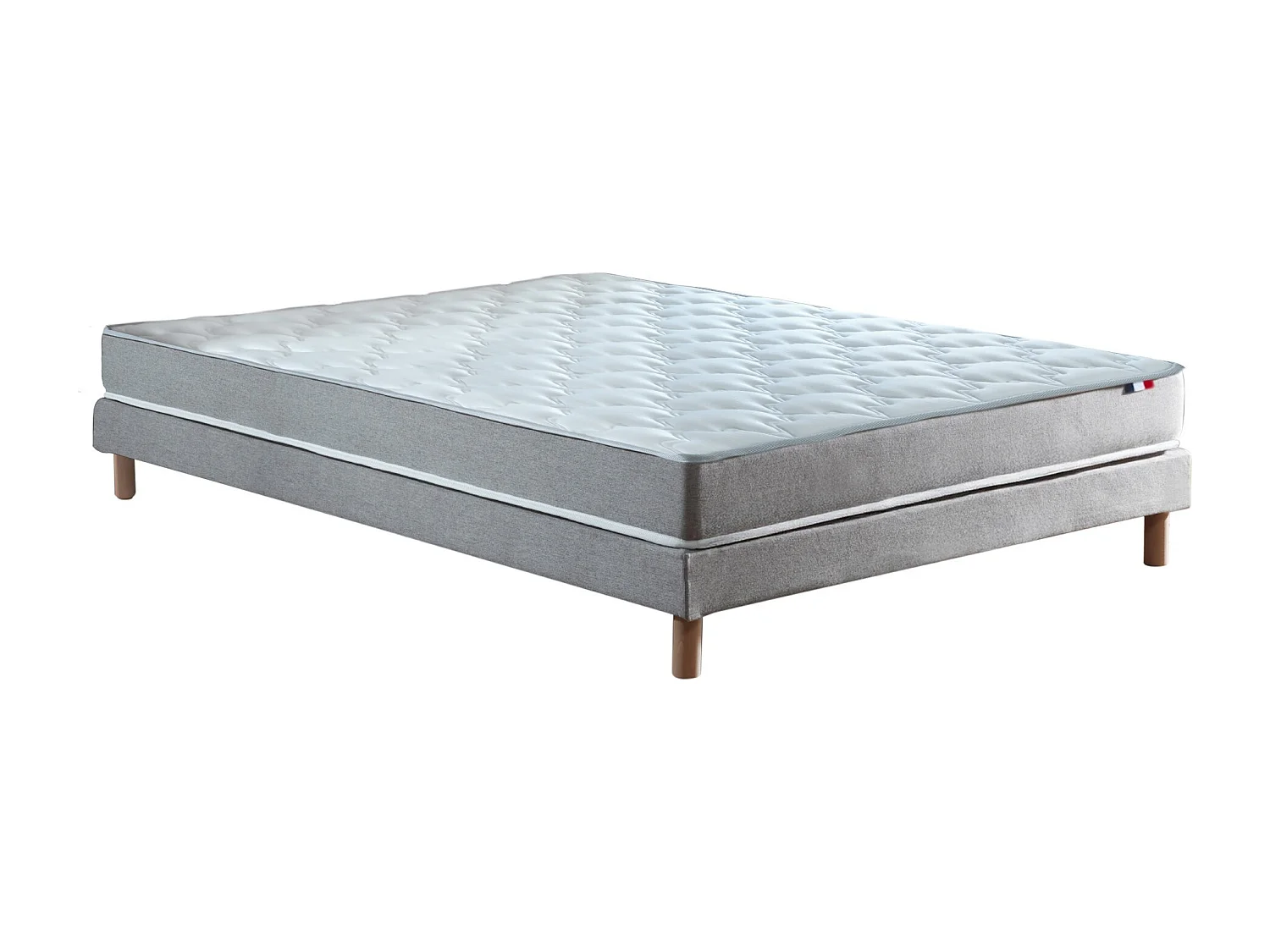 Ensemble matelas mousse réversible STRATUS et sommier - confort français Dimensions - 140 x 190 cm, Sommier - Gris chiné