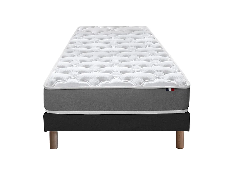 Ensemble matelas mousse réversible STRATUS et sommier - confort français Dimensions - 90 x 190 cm, Sommier - Noir