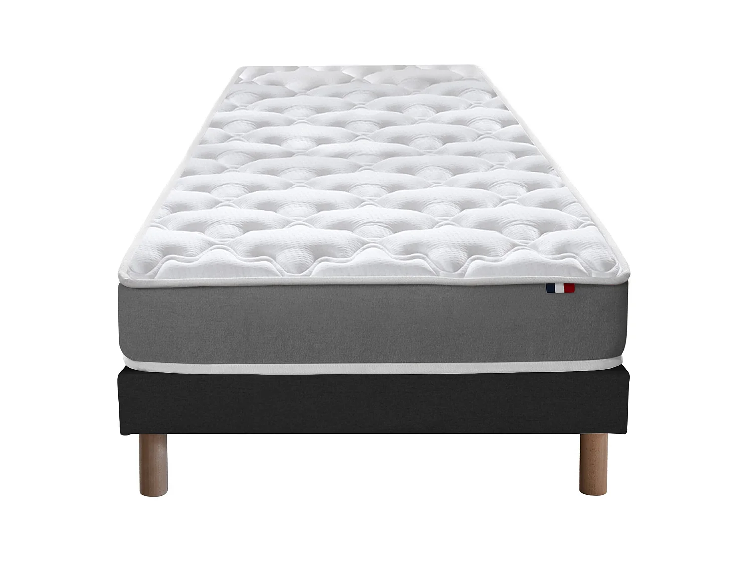 Ensemble matelas mousse réversible STRATUS et sommier - confort français Dimensions - 90 x 190 cm, Sommier - Noir