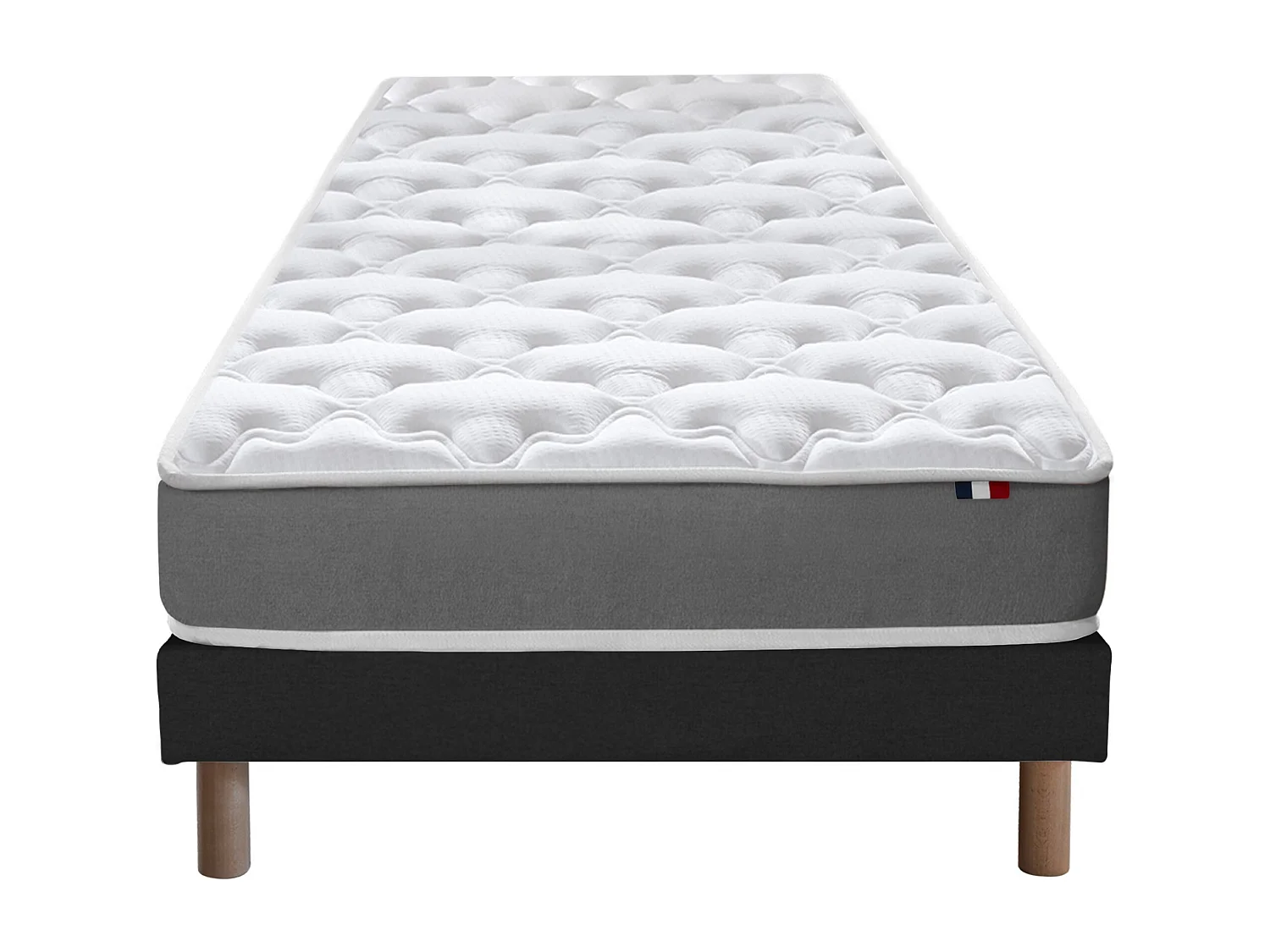 Ensemble matelas mousse réversible STRATUS et sommier - confort français Dimensions - 90 x 190 cm, Sommier - Noir
