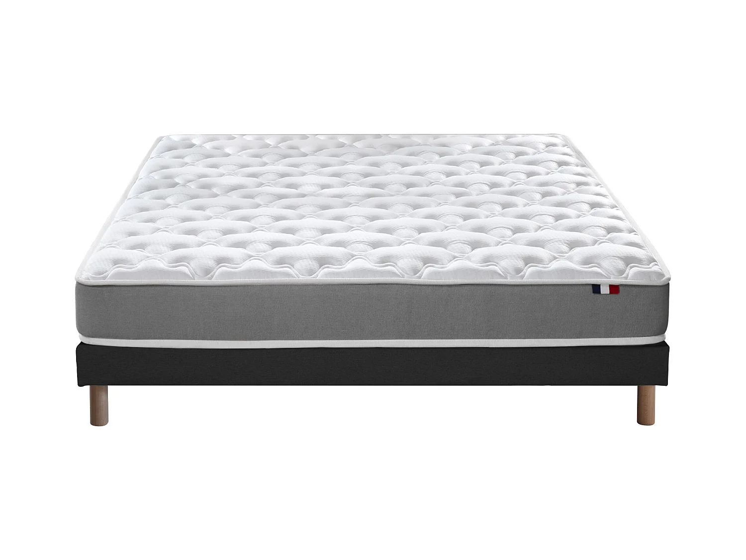 Ensemble matelas mousse réversible STRATUS et sommier - confort français Dimensions - 140 x 190 cm, Sommier - Noir
