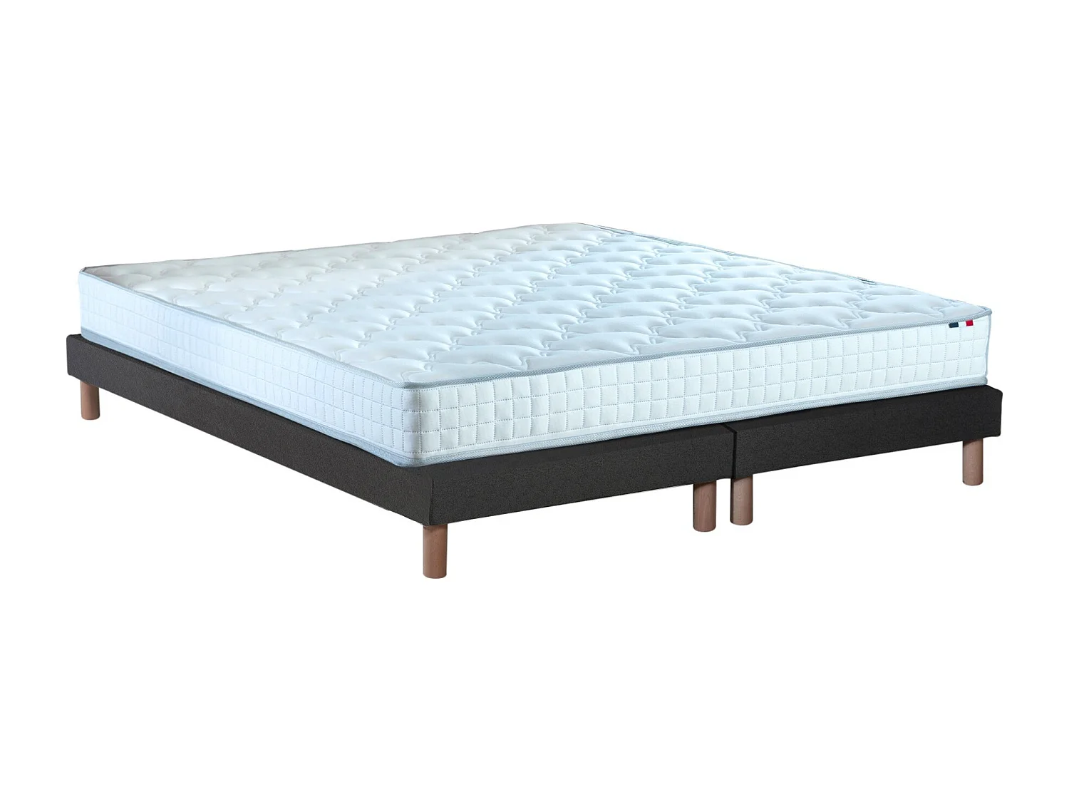 Ensemble matelas à ressorts 5 zones ÉTOILE avec sommier - confort français Dimensions - 2x80 x 200 cm, Sommier - Noir