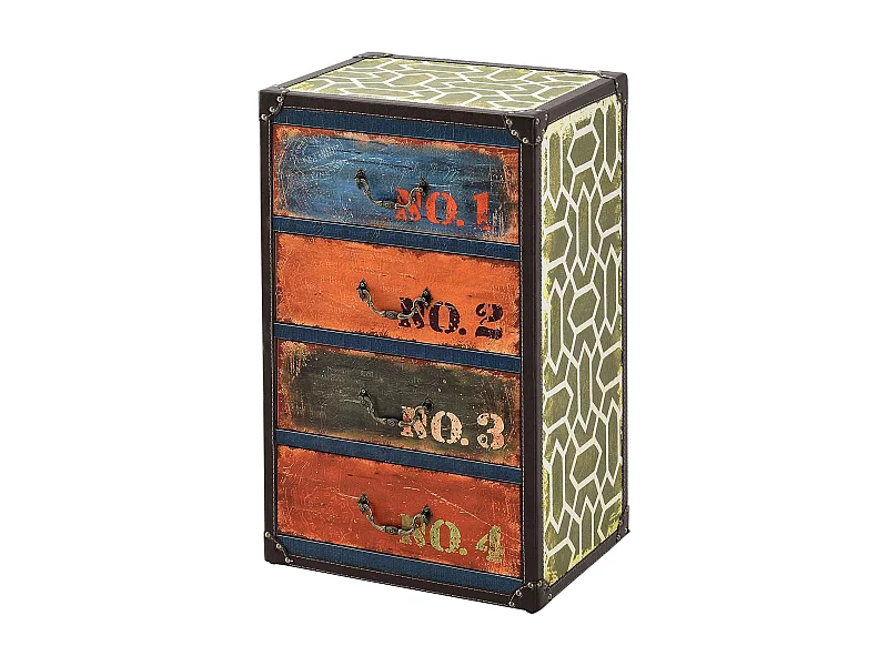 Commode design stylée industriel effet bois multicolore 40 x 30 x 66 cm 03_0005033