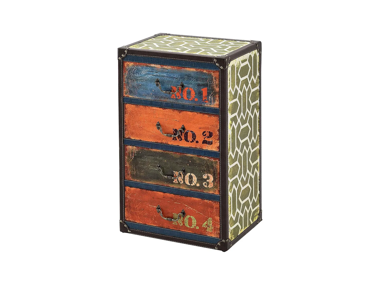 Commode design stylée industriel effet bois multicolore 40 x 30 x 66 cm 03_0005033