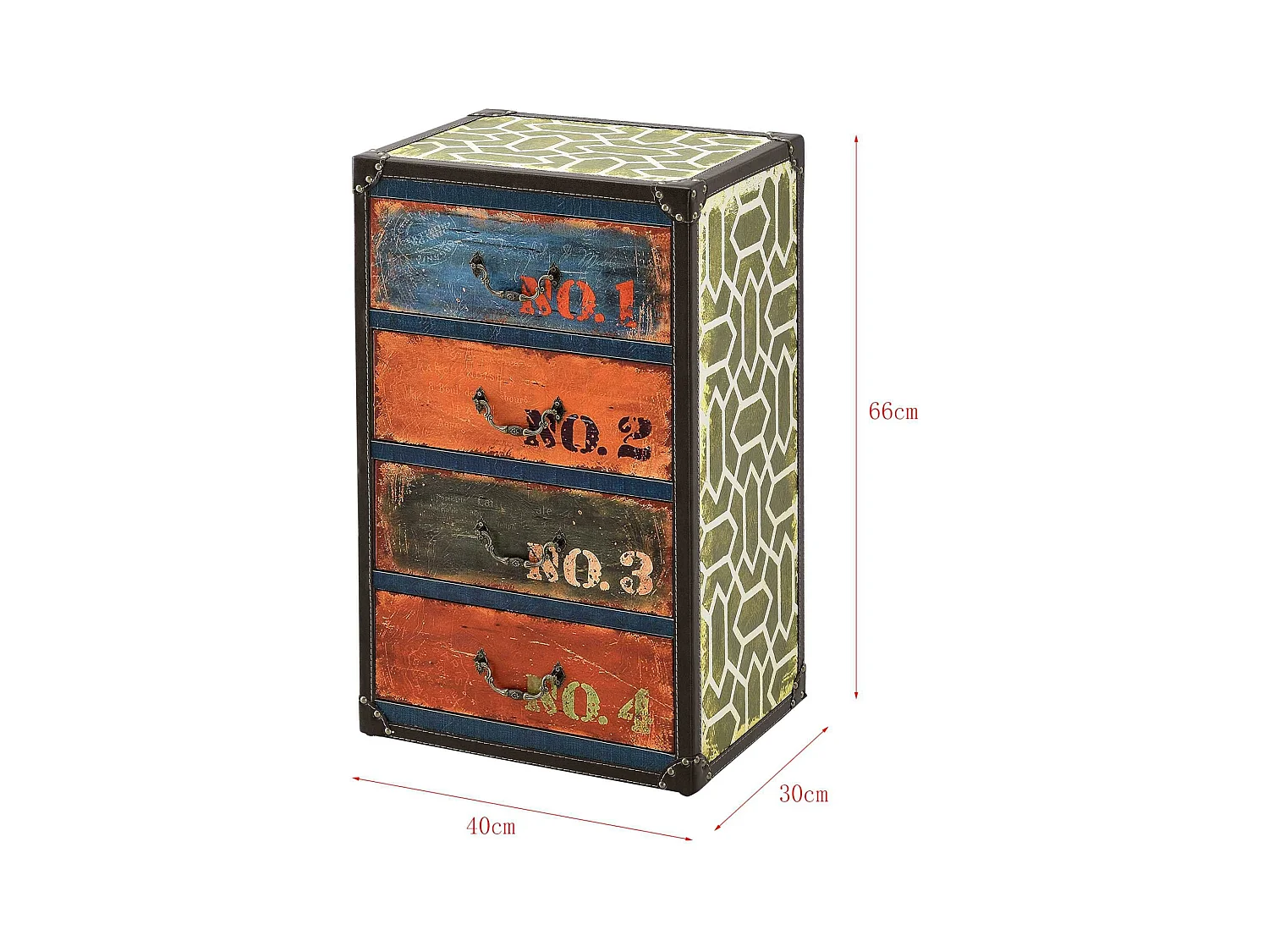 Commode design stylée industriel effet bois multicolore 40 x 30 x 66 cm 03_0005033