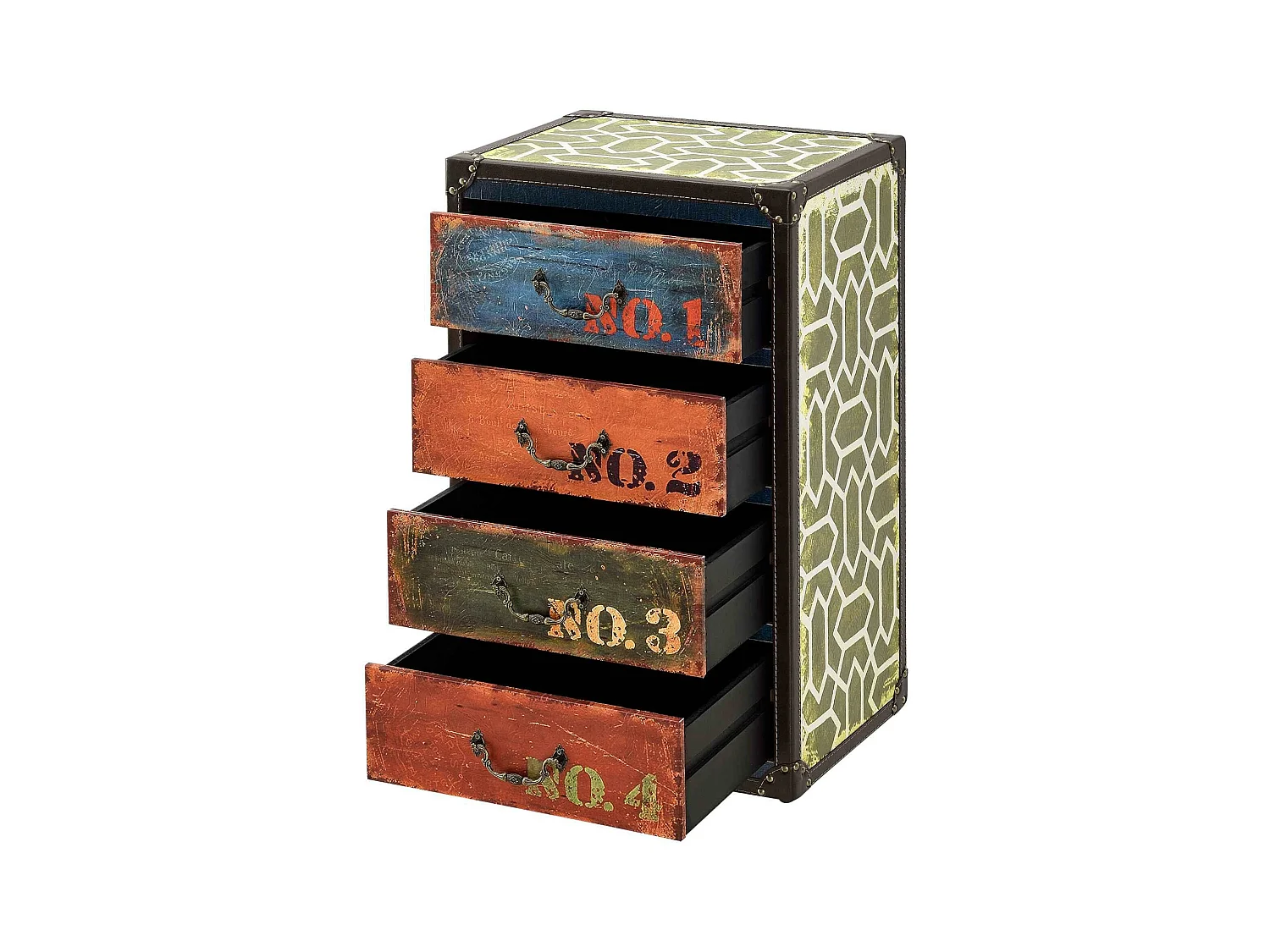 Commode design stylée industriel effet bois multicolore 40 x 30 x 66 cm 03_0005033