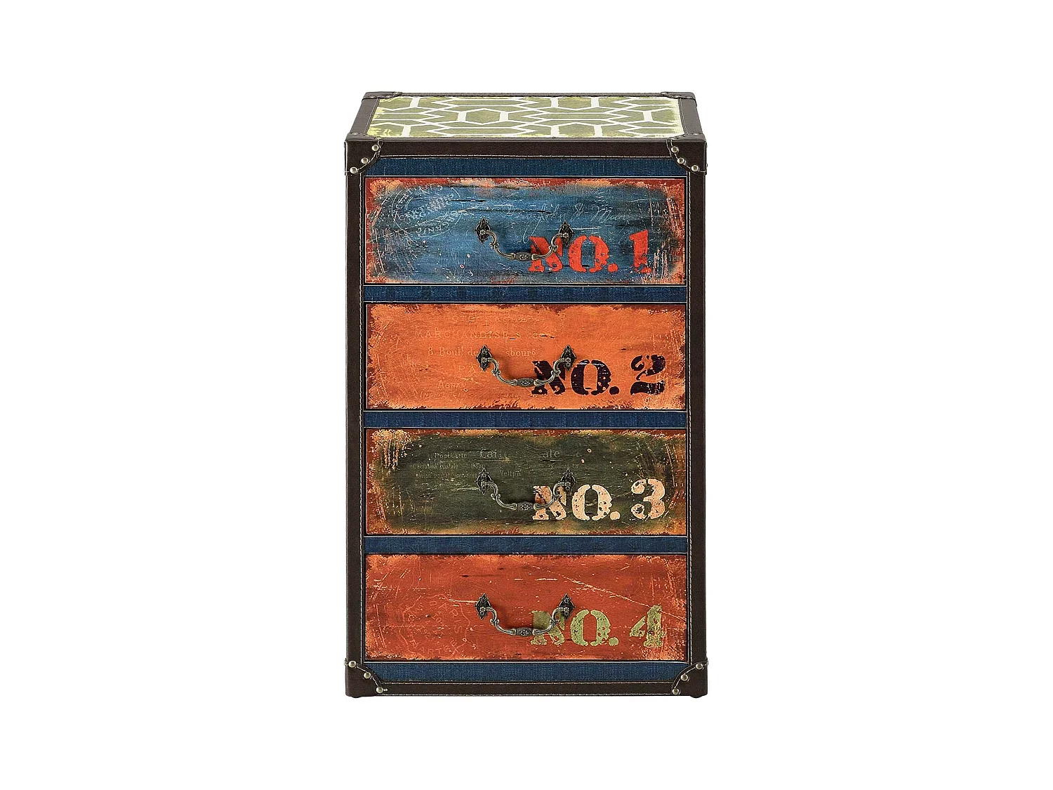 Commode design stylée industriel effet bois multicolore 40 x 30 x 66 cm 03_0005033