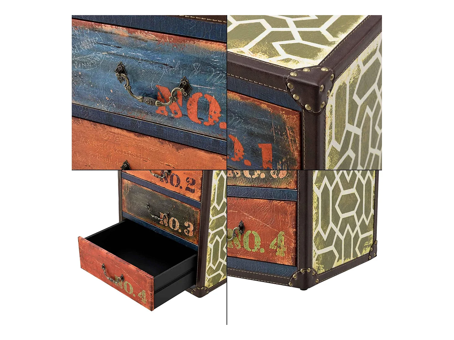 Commode design stylée industriel effet bois multicolore 40 x 30 x 66 cm 03_0005033