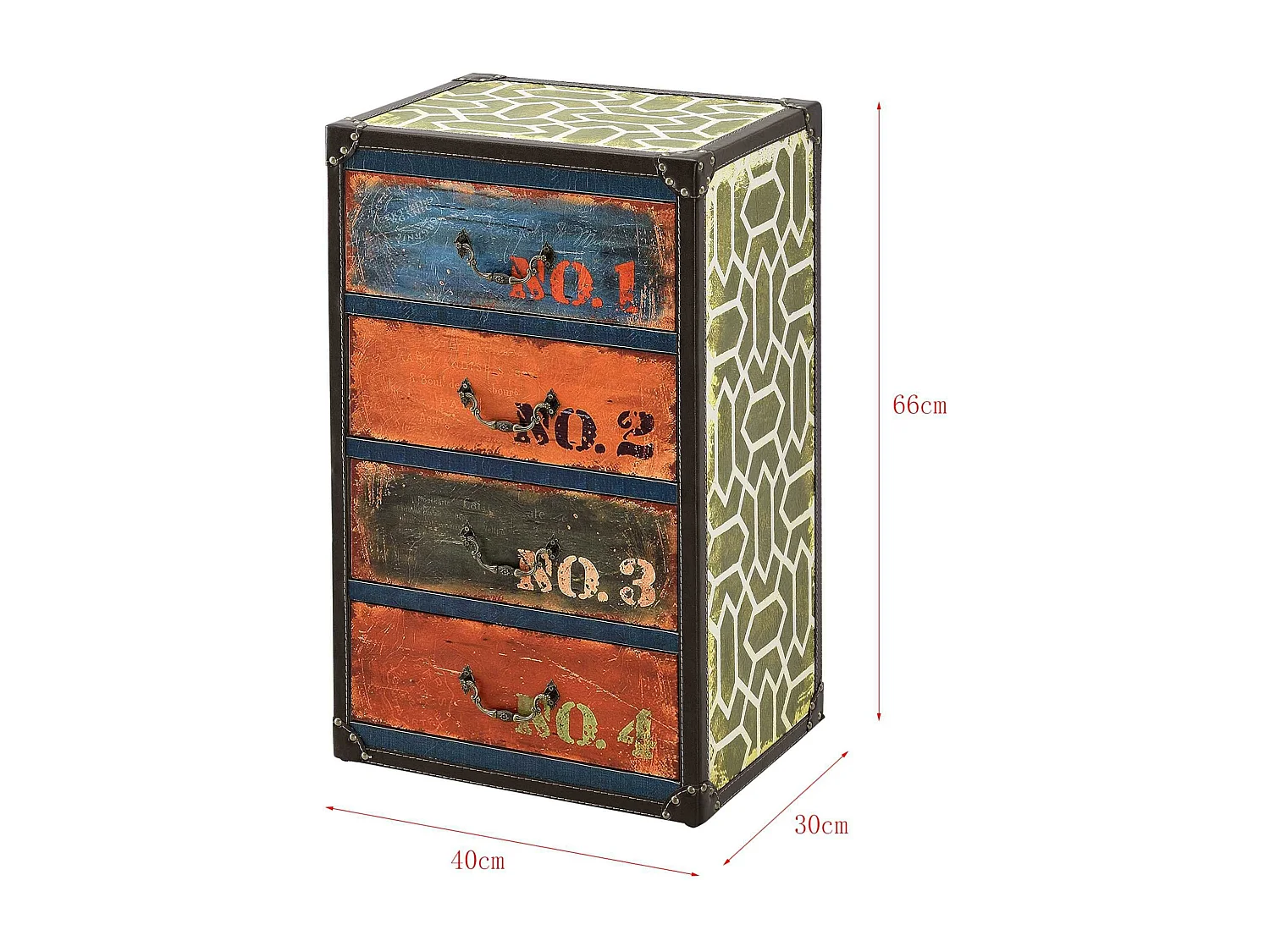 Commode design stylée industriel effet bois multicolore 40 x 30 x 66 cm 03_0005033