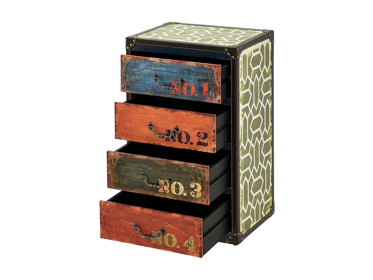 Commode design stylée industriel effet bois multicolore 40 x 30 x 66 cm 03_0005033