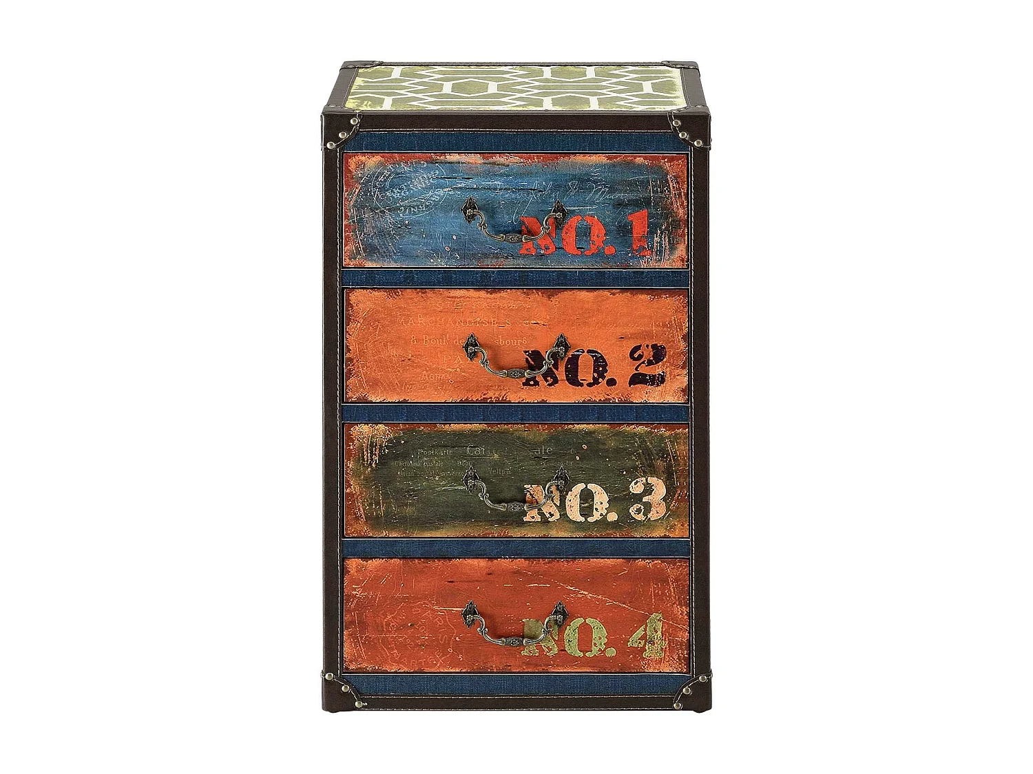Commode design stylée industriel effet bois multicolore 40 x 30 x 66 cm 03_0005033